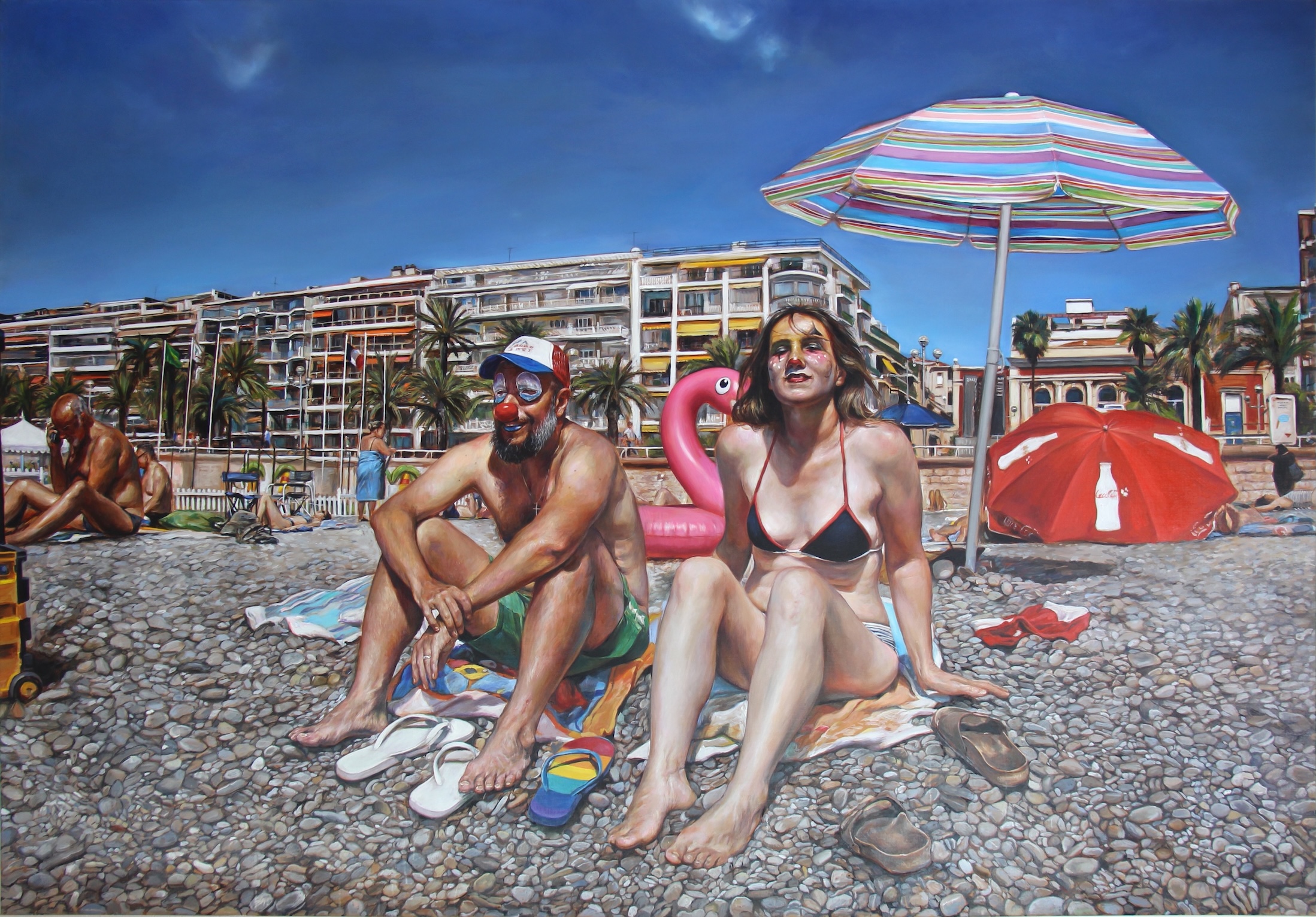 Florence Obrecht et Axel Pahlavi. Peintres en vacances. Huile sur toile. 160 x 230 cm. 2026